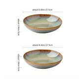 Ceramic Plates Flame Pattern Plates Deep Salad Bowls Noodle Bowls Fruit Plates - Multi - Size L V1347-122-42848-MLT-L