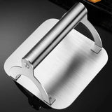 Stainless Steel Burger Press with Flat Base and Handle for Smash Burgers, Grills, Stovetops, Home V1189-LC-HW-00548