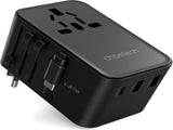 CHOETECH PD5022 70W EU/US/AUS/UK Travel Adapter with Built-in USB-C Cable - Black V28-ELECHOPD5022