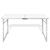Aluminium Folding Portable Garden Camping Picnic BBQ Table Height Adjustable 120 x 60 cm - white V610-ALUTAB-120-WHI