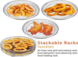 3pcs Air Fryer Basket Rack Stainless Steel Compartment, silver V1237-ZY-506-0414