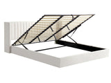 Artiss King Bed Frame with Gaslift Storage USB Type-C Charging Ports Velvet Upholstery White BFRAME-G-RITA-K-WH-ABC
