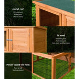 i.Pet Chicken Coop 96cm x 96cm x 100cm Rabbit Hutch Large Run Wooden Cage Outdoor House PET-GT-WOOD-R8002-S