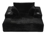 Artiss Sofa Bed Lounge Chair Sleeper Couch Chaise Single Seater Faux Fur Black SB-COMP-CHA-CH-BK