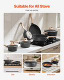 VEVOR 17 Piece Pots and Pans Set Granite Nonstick Kitchen Cookware Black V952-LGTZLGTFLTCYRQCBTV0