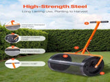 Compost Spreader, 24 in Wide Peat Moss Spreader with T Shaped Handle, 3 Heights Adjustable, V952-GTSBJHSFMTCGIFLZ7001V0