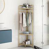 Corner Gold Clothing Rack Stylish Clothes Storage Stand for Bedroom & Wardrobe V63-921081