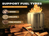 Portable Table Top Fire Pit with Stand, 8.5" Stainless Steel Mini Outdoor Low Smoke Burning Tabletop V1192-AZ-W-3104