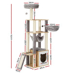 i.Pet Cat Tree 152cm Tower Scratching Post Scratcher Wood Bed Condo Toys House Ladder PET-CAT-WOOD01-GR