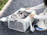 Expandable Airline Approved Pet Carrier Dual-Side Expansion, Breathable Mesh Windows, Adjustable V1232-KZB-MG-001