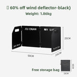 Black Heavy-Duty 4-Fold Camping Stove Windshield Portable Steel Wind Deflector for Outdoor Cooking V888-ELOSUNG43272