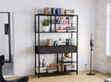 180Cm Tall Bookshelf With Drawers Industrial Bookcase W/ 6 Tiers Storage Shelves V767-JJ-XZ691-V1