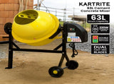 Kartrite Portable 63L Cement Concrete Mixer Dual Mix Blades & Tipper Lock 220W HCM-225-063