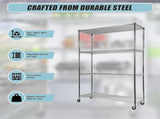 Modular Wire Storage 150x35cm Steel Shelving Chrome With Wheels For Garage Warehouse Or Kitchen V63-841391