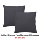 Bianca Pair of Kahlani Charcoal European Pillowcases 65 x 65cm V442-BCA-PILLOWC-KAHLANI-CHARCOAL-EU