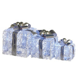 Christabelle Set of 3 Christmas Gift Boxes Display With Lights Jewelled Wire and Silver Bows 112_MHA520