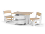 Keezi Kids Table and 2s Set Wooden Activity Table wit 2 Storage Drawers, Toddler Table and KTC-G-MS-NT
