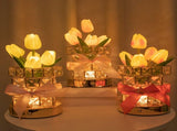 Yellow Elegant Crystal Tulip LED Night Light - Rechargeable Touch Lamp with 3 Colors & Dimming V888-ELOSUNG27062