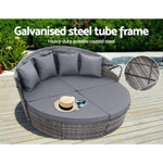 Gardeon Sun Lounge Setting Wicker Lounger Day Bed Outdoor Furniture Patio Grey ODF-SUNBED-180-GR-ABC