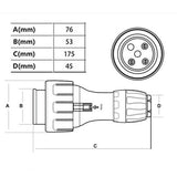 32 Amp 5m 3 Pin Extension Lead Single Phase 250V Rubber Cable Male/Female Plug V201-BAZ3253BL8AU