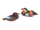 2PCS Floating Mandarin Duck Statue Resin Cute Animal Decor Sculpture Ornament for Outdoor Garden V1294-YM0521-3111230091211