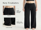 Size L Womens Two Piece Lounge Set - Short Sleeve Crop Top and High Waisted Wide Leg Pants - Casual V888-ELOSUNG57323-3