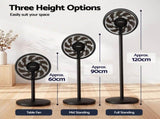 Devanti Pedestal Fan with Remote, 7 Speeds 3 Heights DC Motor, Black PF-RC-361Y-BK