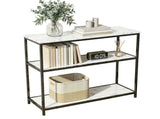 Artiss Console Table Marble Effect 3-Tier Sofa Entryway Side Table 90CM White MET-CST-04-MBWH