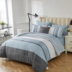 Floral Stripes Comforter Set, King Size, Stylish 3-Piece Bedding with Pillowcases V745-MAB010952AJ3