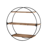 Artiss Floating Wall Shelf Round 3-Tier FUR-S-WALL-RND-3T-WD