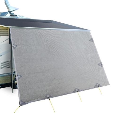 Caravan Privacy Screen Roll Out Awning 4.9x1.95M End Wall Side Sun Shade Grey AWN-CV-B-SS-49