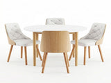 Artiss Dining Table and Chairs Set 5PCS Round 4 PU Leather Seater Dining Set White DSET-TAB01-2004PU-WHX4