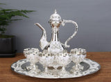 Vintage Palace Style Liquor Serving Set - Metal Pot, 6 Cups & Tray V888-ELOSUNG26394