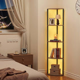 VEVOR 5 Tier Corner Shelf Tall Corner Stand with LED Light Narrow Display Rack V952-ZLSZJSNJTMK655TLO001V9