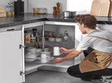 28" Kidney Shaped Chrome Corner Organizer, 360&deg Rotatble Kitchen Base Cabinet Blind Corner, 2 Tier V952-QKXBMJSNLDGGTNJRVV0
