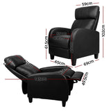 Artiss PU Leather Reclining Armchair - Black RECLINER-A1-BK-AB