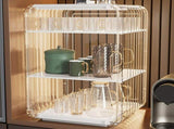 Cup Storage Rack Dustproof Stackable Plastic Clear Cup Organizer Box for Cabinet Desktop Large White V1294-YM0710-3117230285714