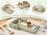Artiss 2-in-1 Sofa Foam Couch with Side Pocket Light Green SBED-M-FLOOR-KIDS-GN