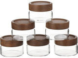6PCS Airtight Glass Canisters, 3.7oz Glass Storage Jars with Acacia Wood Lids, Clear Food Storage V1192-AZ-W-18387