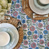 Kolka Kumudani Hand Block-Printed Tablecloth - Pink V563-0084