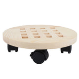 Wooden Mobile Flower Tray with 6 Wheels 360 Degree Rotating Rolling Plant Stand for Home V1294-YM0721-210331DY04-6
