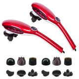 SOGA 2X 6 Heads Portable Handheld Massager Soothing Stimulate Blood Flow Shoulder Red MASSAGER833AREDX2