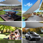 Instahut Shade Sail 3x5m Rectangle 280GSM 98% Grey Shade Cloth SAIL-H-3X5-C-GR