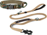 Tactical Dog Collar and Leash Set, Shock Absorbing Bungee Adjustable Strong Collar with V1259-DP01-A-4642