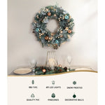 Jingle Jollys 60cm Christmas Wreath with LED Lights Snowy Garland Xmas Decor XM-TR-WRE-2FT-FROST-LED