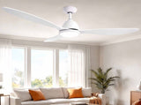 Devanti 48" Ceiling Fan with LED Light Remote Control DC Motor White CF-C-48-3B-HSG-WH
