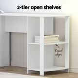 Artiss Home Office Desk and Chair Set, 136cm L Shaped Computer Desk with Shelves & Cable Management, FURNI-DESK01-MESH-GY-WH
