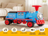 Rigo Kids Ride on Car Train 12V Electric Toy 2 Seaters Storage 87cm Blue RCAR-TRAIN-BU