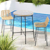 Gardeon 3-Piece Outdoor Bar Set Wicker Table Chairs Patio Bistro ODF-BA-TW-RATTAN-SET