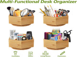 Hexagonal Bamboo Pencil Holder 360 Degree Rotating V1237-ZY-818-047